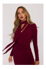 M891 Ruched dress with a sash - maroon