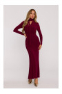 M891 Ruched dress with a sash - maroon