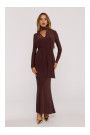 M891 Ruched dress with a sash - brown