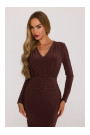 M891 Ruched dress with a sash - brown