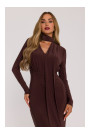 M891 Ruched dress with a sash - brown