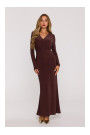 M891 Ruched dress with a sash - brown