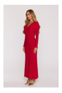 M891 Ruched dress with a sash - red