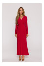 M891 Ruched dress with a sash - red