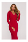 M891 Ruched dress with a sash - red