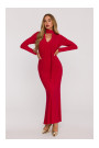 M891 Ruched dress with a sash - red