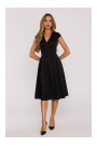 M892 Fit & flare dress with box pleats - black