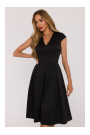 M892 Fit & flare dress with box pleats - black