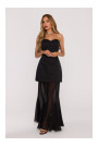 M893 Layered corset - style dress with chiffon skirt - black