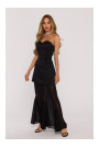 M893 Layered corset - style dress with chiffon skirt - black
