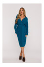 M810 Sweater dress with V-neck - ocean blue