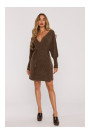 M631 Wrap sweater dress with a tie detail - caramel