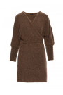 M631 Wrap sweater dress with a tie detail - caramel