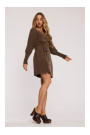 M631 Wrap sweater dress with a tie detail - caramel