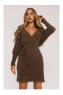 M631 Wrap sweater dress with a tie detail - caramel