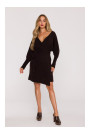 M631 Wrap sweater dress with a tie detail - chocolate
