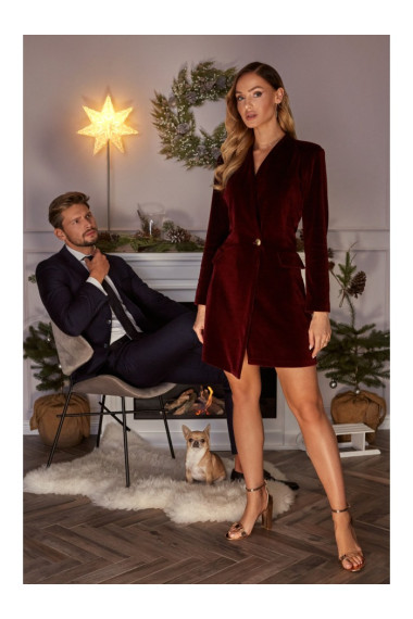 M562 Velvet Blazer Dress - maroon