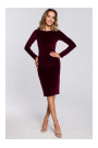M565 Velvet Pencil Dress - maroon