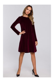 M566 Velvet Relaxed Fit Dress - maroon