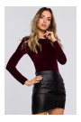 M567 Velvet Bodysuit - maroon