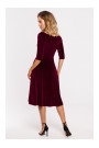 M645 Velvet wrap front midi dress - maroon