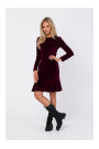 M765 Dress with ruffled bottom hem - maroon