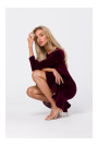 M765 Dress with ruffled bottom hem - maroon