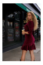 M765 Dress with ruffled bottom hem - maroon