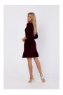 M765 Dress with ruffled bottom hem - maroon