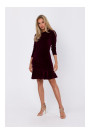 M765 Dress with ruffled bottom hem - maroon
