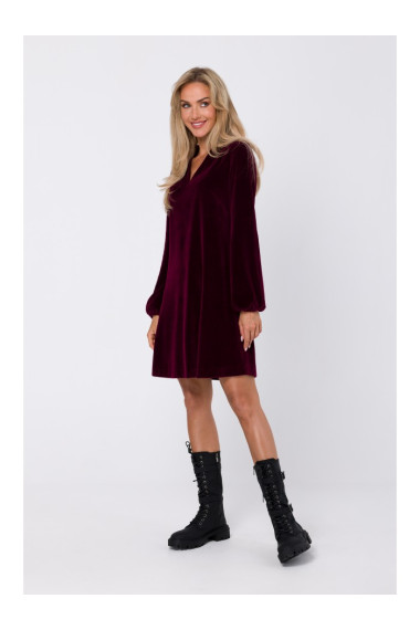 M767 V-neckline dress - maroon