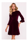 M825 Velvet ruffle dress - maroon