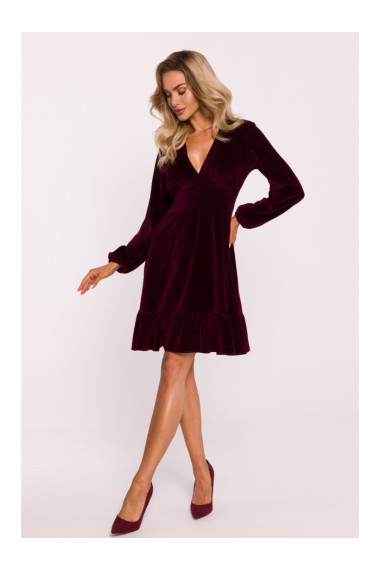 M826 Velvet V-neck dress - maroon