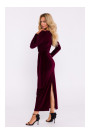 M828 Velvet deep V-neck maxi gown - maroon