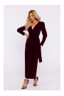 M828 Velvet deep V-neck maxi gown - maroon