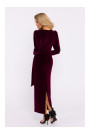 M828 Velvet deep V-neck maxi gown - maroon