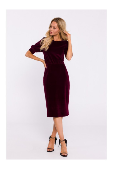 M827 Velvet sheath dress - maroon