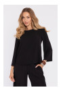 M905 Eleganta blūze ar vaļējām piedurknēm - melna