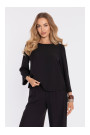 M905 Eleganta blūze ar vaļējām piedurknēm - melna