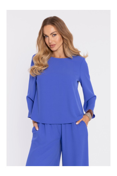 M905 Eleganta blūze ar vaļējām piedurknēm - zila