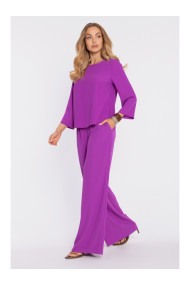 M906 Palaco bikses ar elastīgu vidukli un sānu kabatām - lavandu krāsas