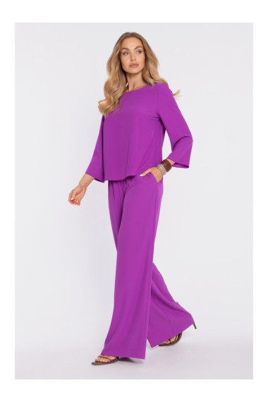 M906 Palaco bikses ar elastīgu vidukli un sānu kabatām - lavandu krāsas