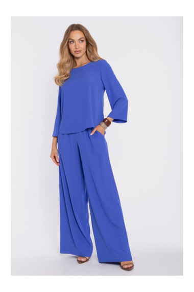 M906 Palaco bikses ar elastīgu vidukli un sānu kabatām - zilas