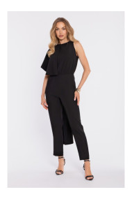 M907 Asimetrisks kombinezons ar paaugstinātu vidukli - melns