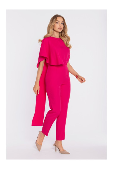 M907 Asimetrisks kombinezons ar paaugstinātu vidukli - fuksijas krāsā