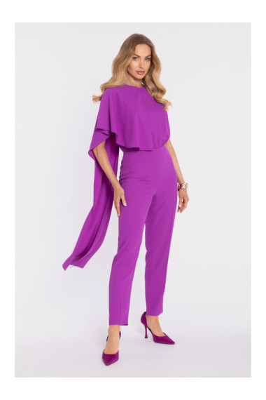 M907 Asimetrisks kombinezons ar paaugstinātu vidukli - lavandas krāsas