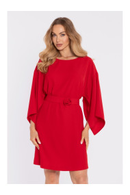 M908 Kleita ar dekoratīvām platām piedurknēm - sarkana