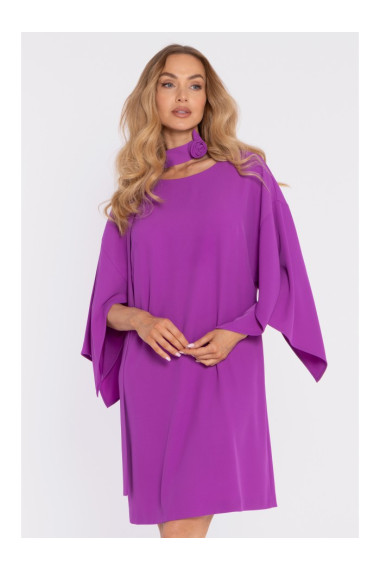 M908 Kleita ar dekoratīvām platām piedurknēm - lavandas krāsas