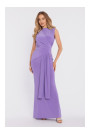 M913 Drapēta maxi kleita ar paaugstinātu vidukli un paneli - gaiši violeta krāsā