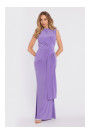 M913 Drapēta maxi kleita ar paaugstinātu vidukli un paneli - gaiši violeta krāsā